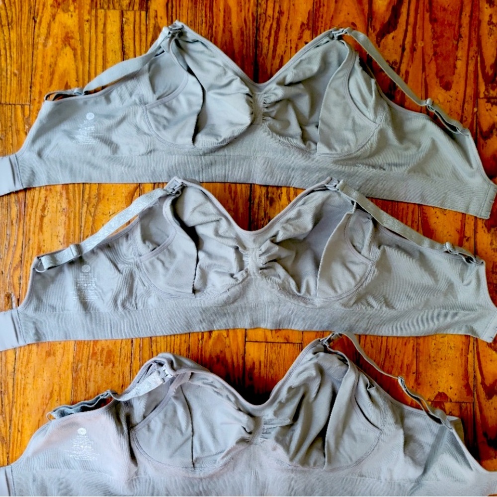 3 Kindred Bravely Simply Sublime Nursing Bras- Large Busty Grey